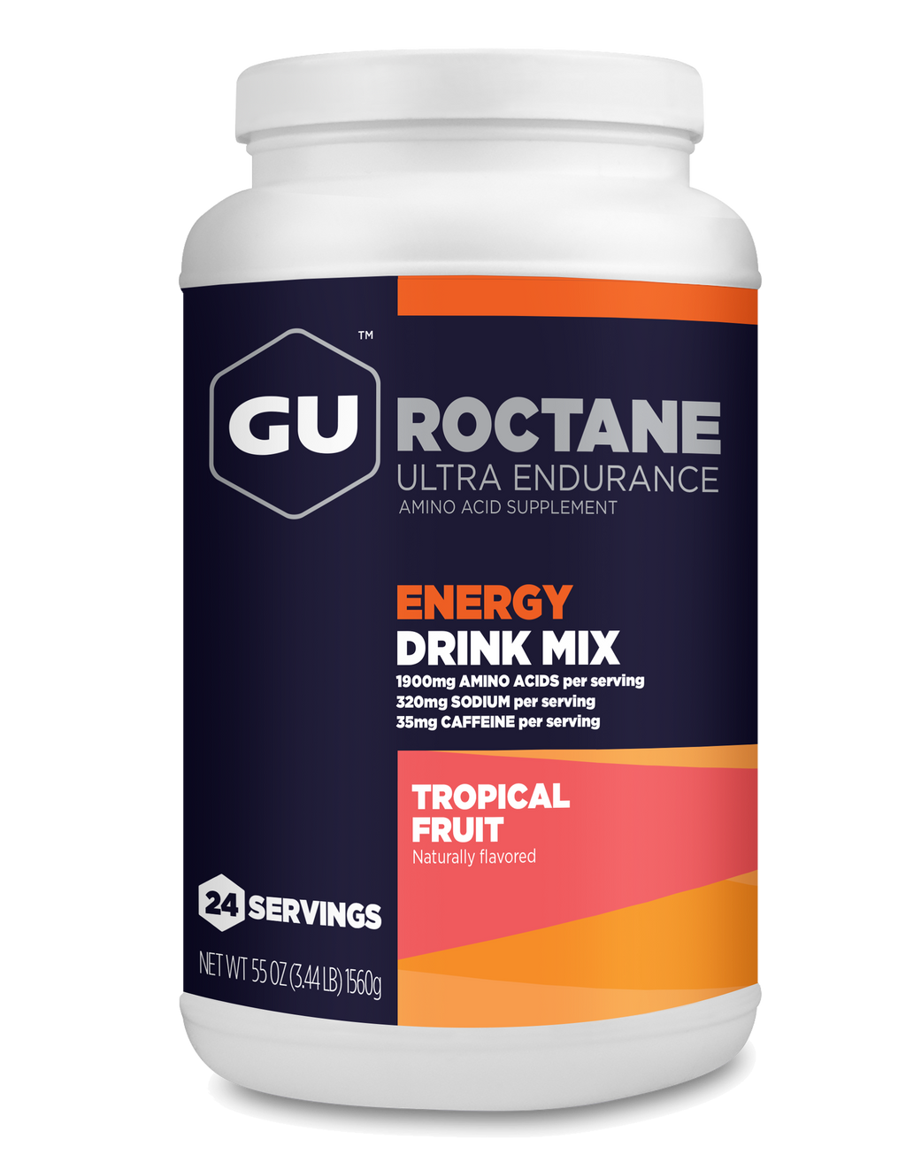 GU Roctane Energy Drink Mix Tropical Fruit, canister