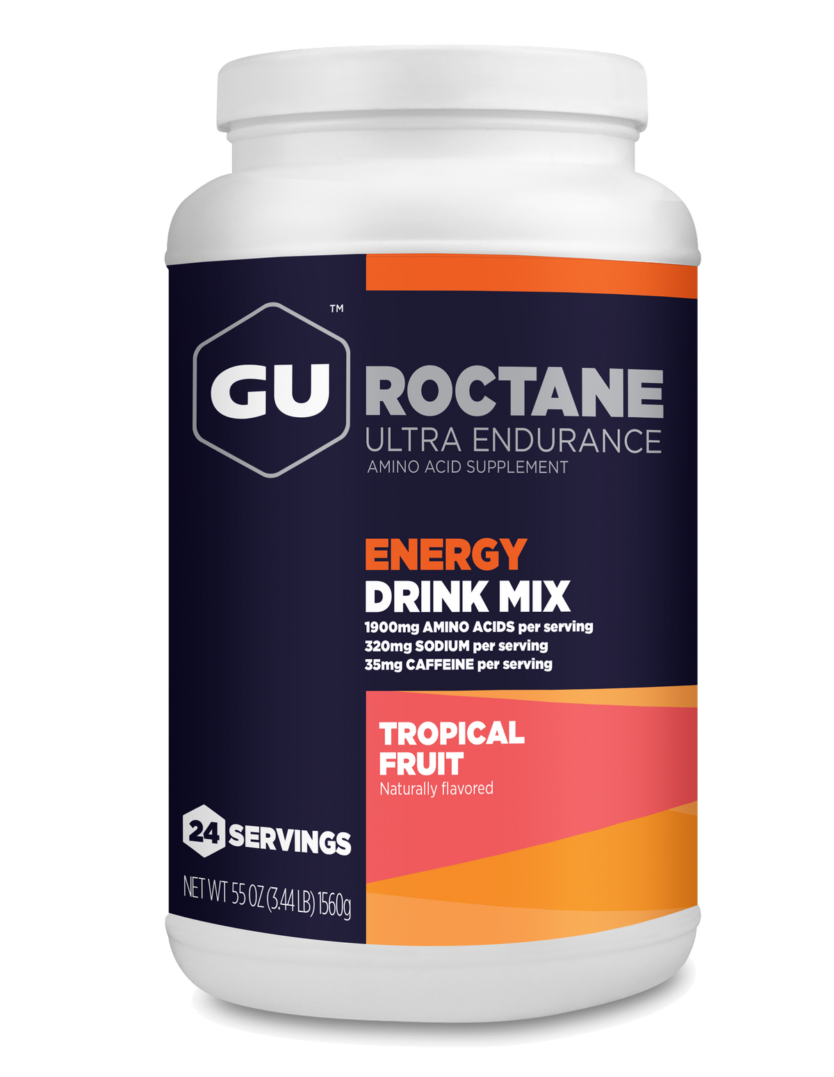 GU Roctane Energy Drink Mix Tropical Fruit, canister