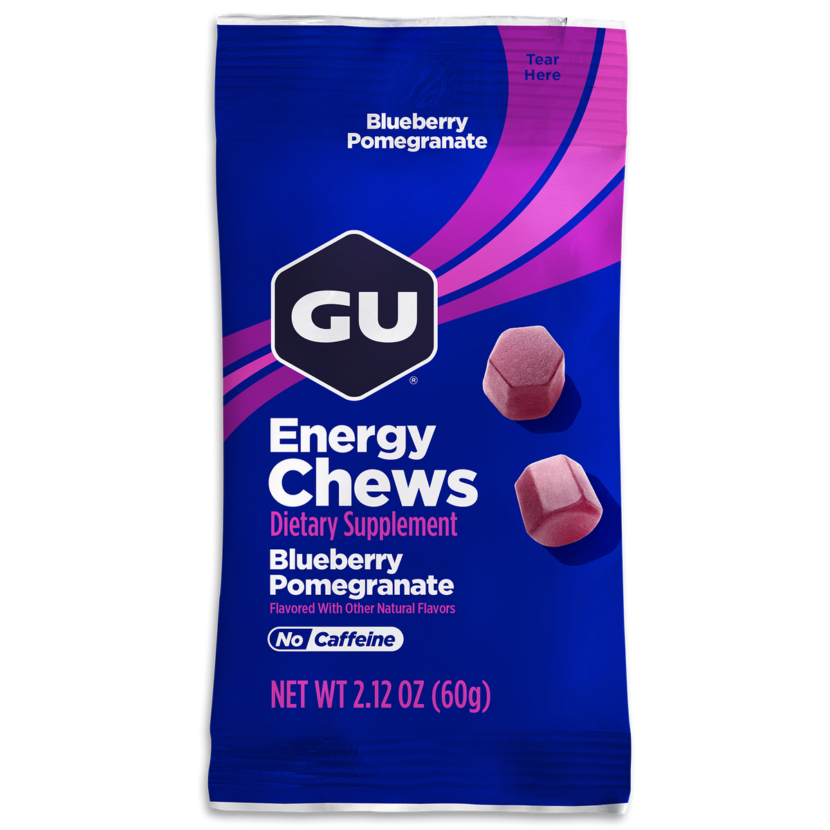 GU Energy Chews Blueberry Pomegranate, Double Serve 16 gomitas