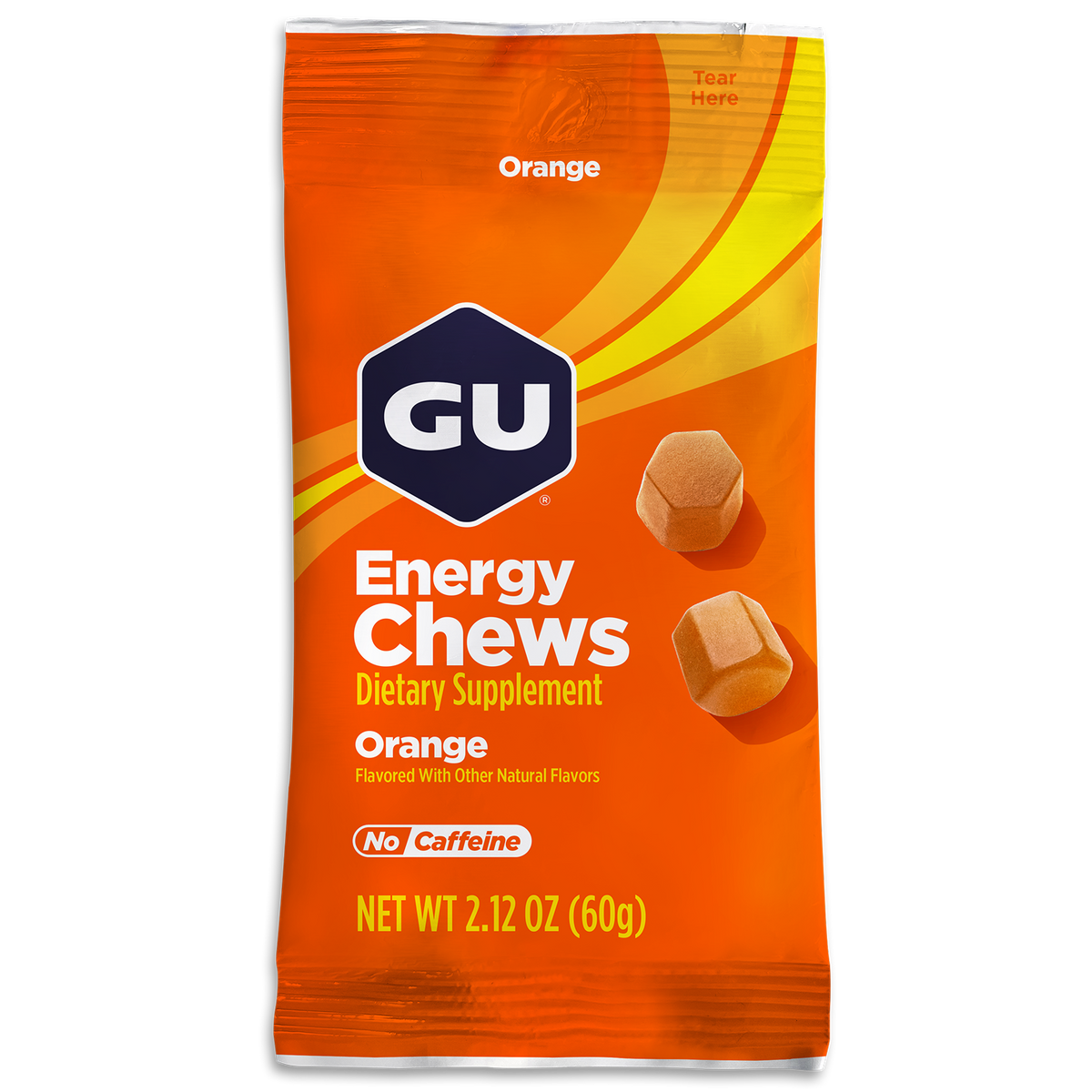 GU Energy Chews Orange, Double Serve 16 gomitas