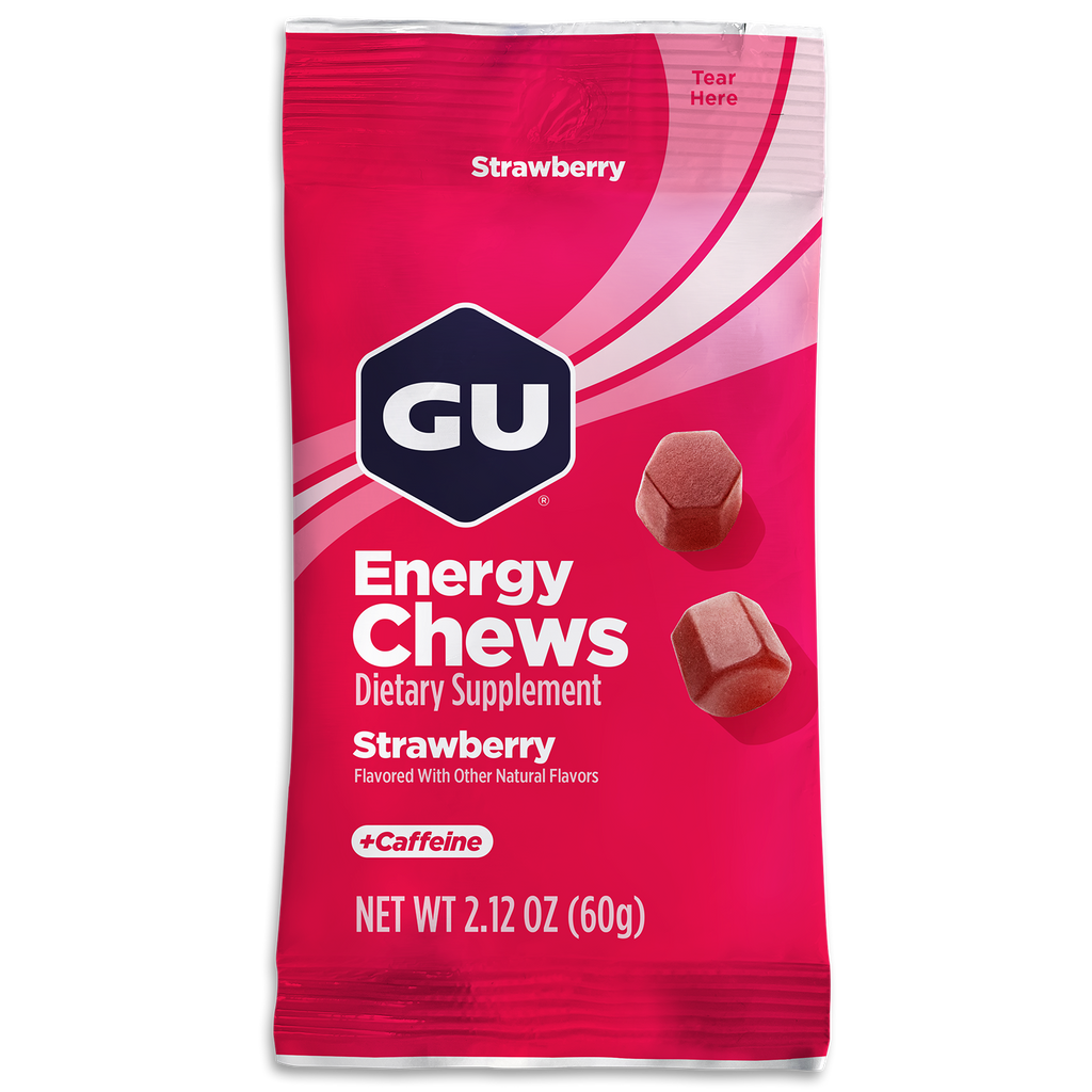 GU Energy Chews Strawberry, Double Serve 16 gomitas