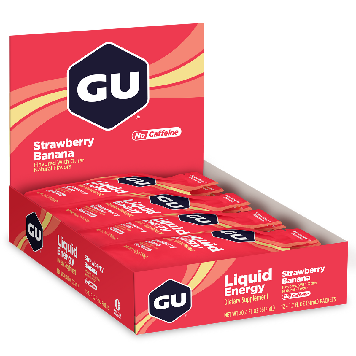 GU Liquid Energy Gel Strawberry Banana, caja abierta