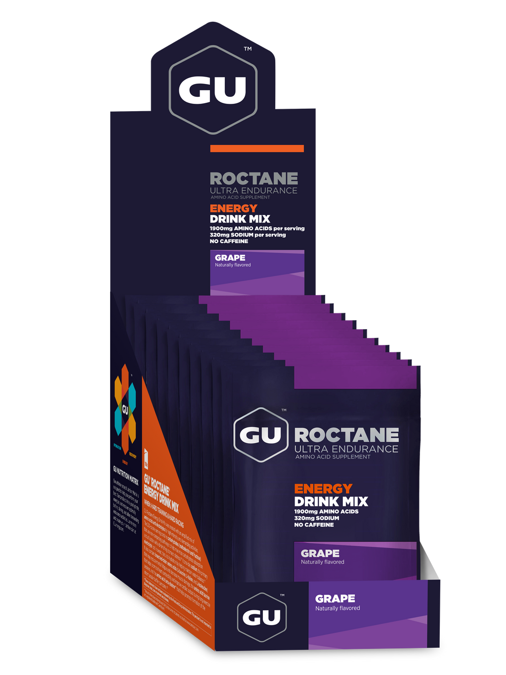 GU Roctane Energy Drink Mix Grape, caja abierta