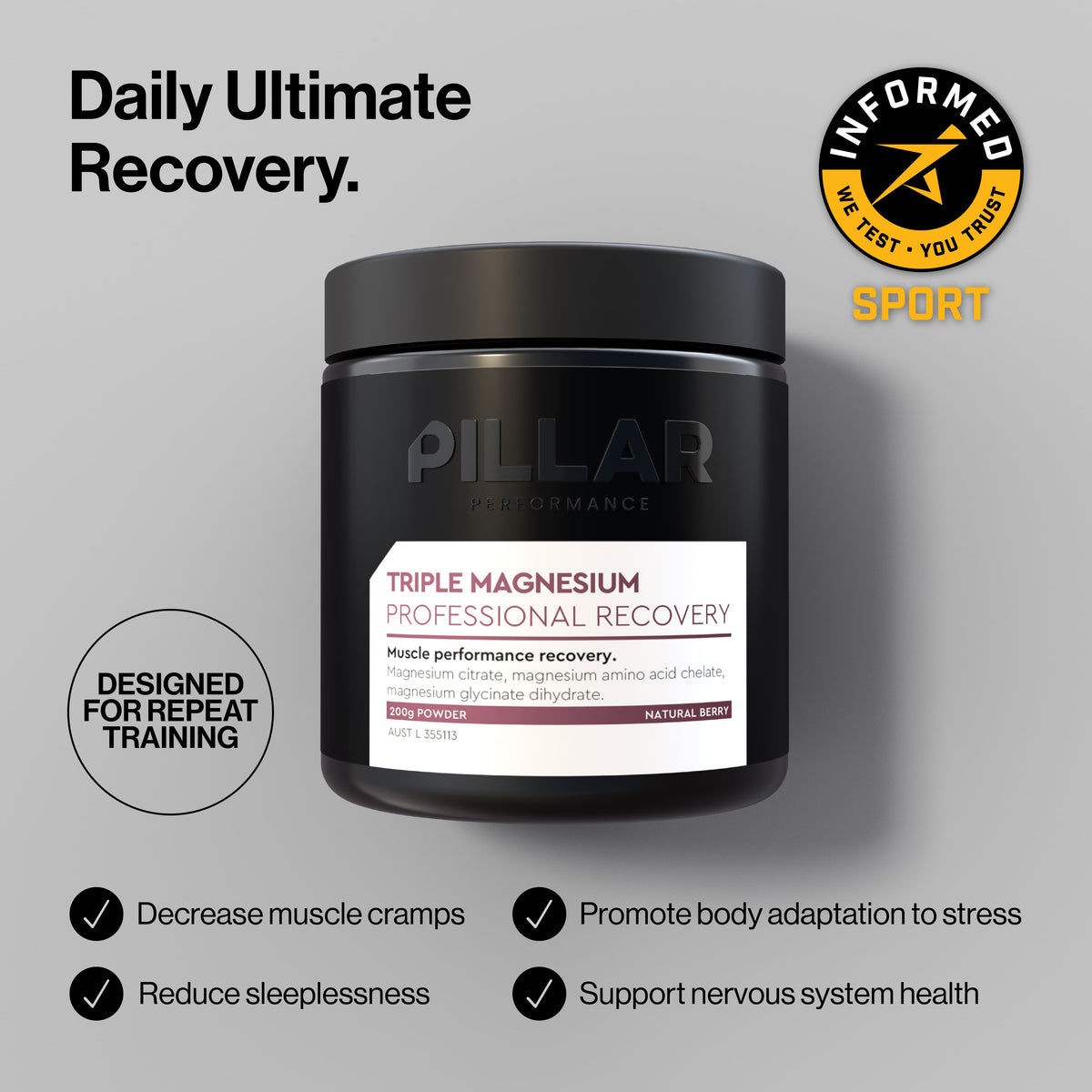 Triple Magnesium Powder - Berry - Jar (40 Serves)