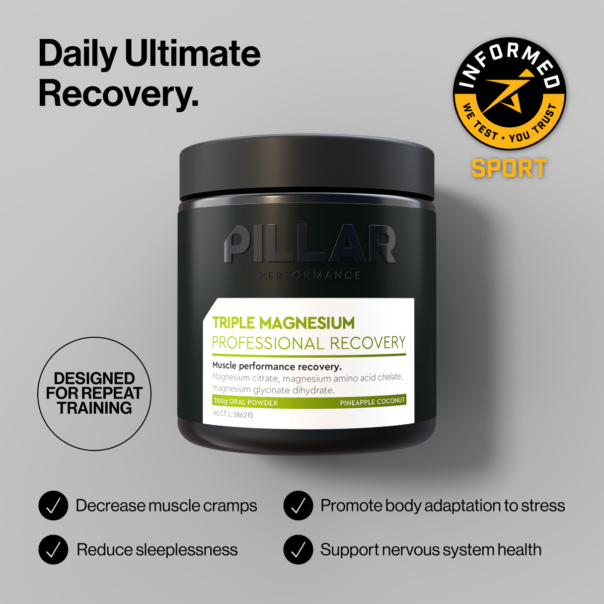 Triple Magnesium Powder - Pineapple Coconut - Value Pack (80 Serves)