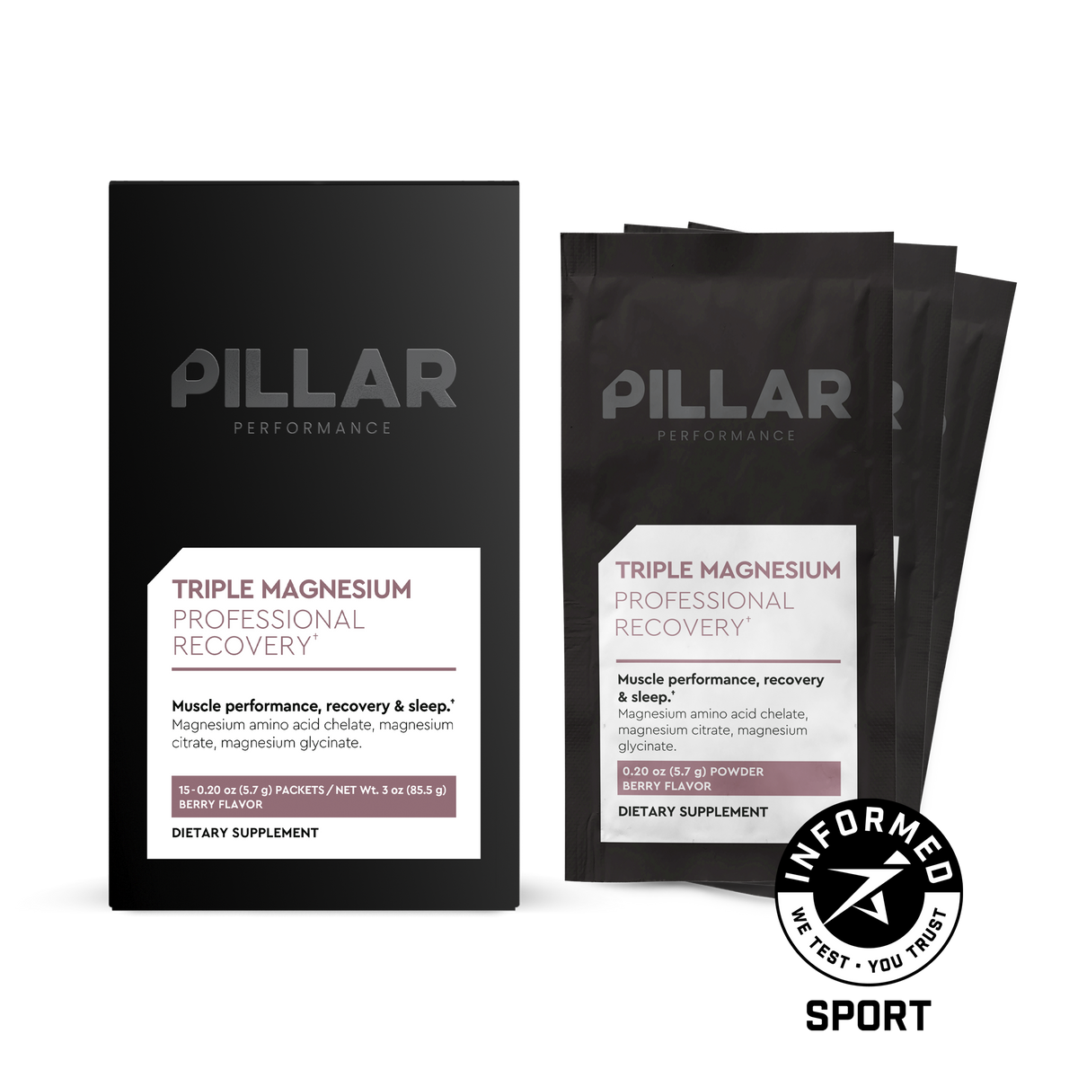 Triple Magnesium Travel Pack Berry - caja de 15 sobres