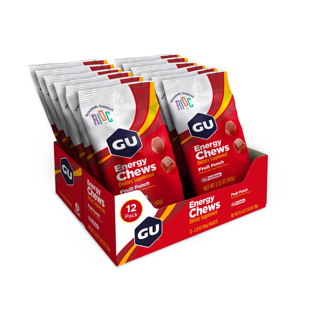 GU Energy Chews Fruit Punch, caja abierta