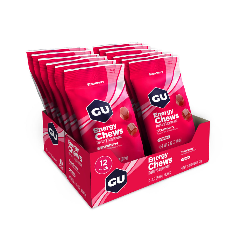 GU Energy Chews Strawberry, caja abierta
