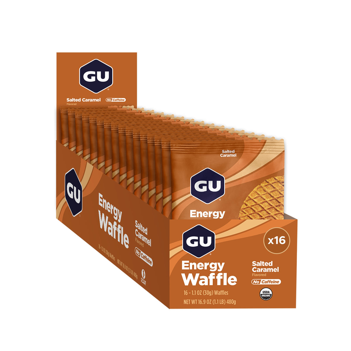 GU Energy Stroopwafel Salted Caramel, caja abierta