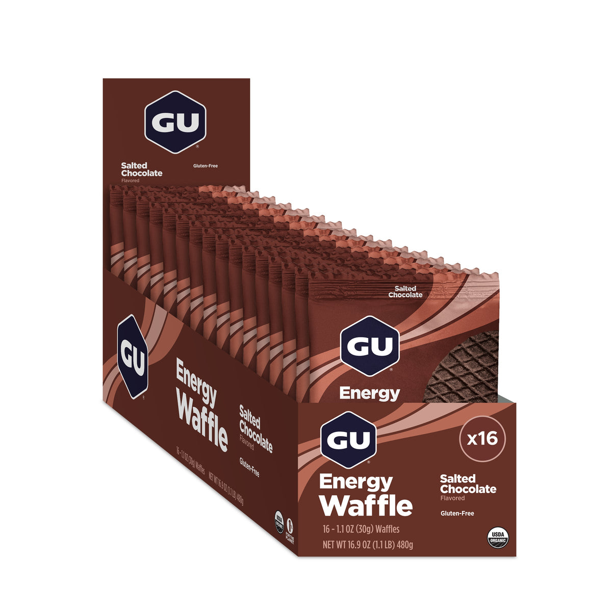 GU Energy Stroopwafel Salted Chocolate, caja abierta