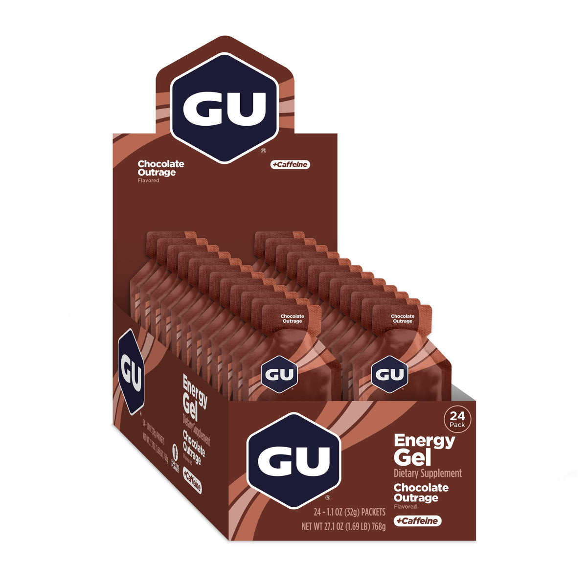 GU Energy Gel Chocolate Outrage, caja abierta