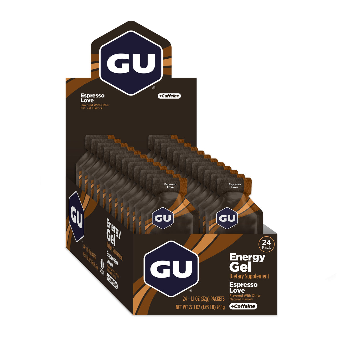 GU Energy Gel Espresso Love, caja abierta